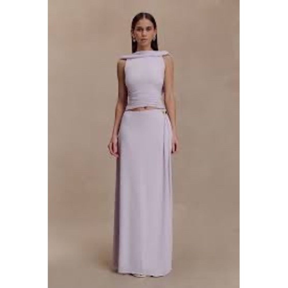 MESHKI Bridget Slinky Maxi Skirt Dusty Lilac Small New With Tags
